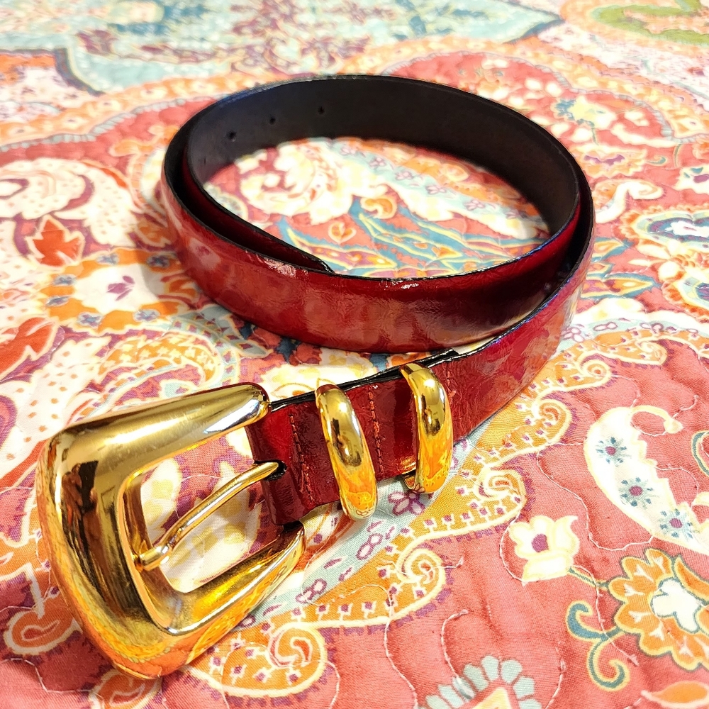Vintage Worth Red Patent Leather Belt | Size Large